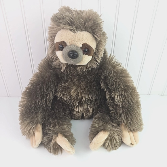 The Bearington Collection Sloth Plush 12 inch Stuffed Animal Brown Sweet Face - Picture 1 of 14